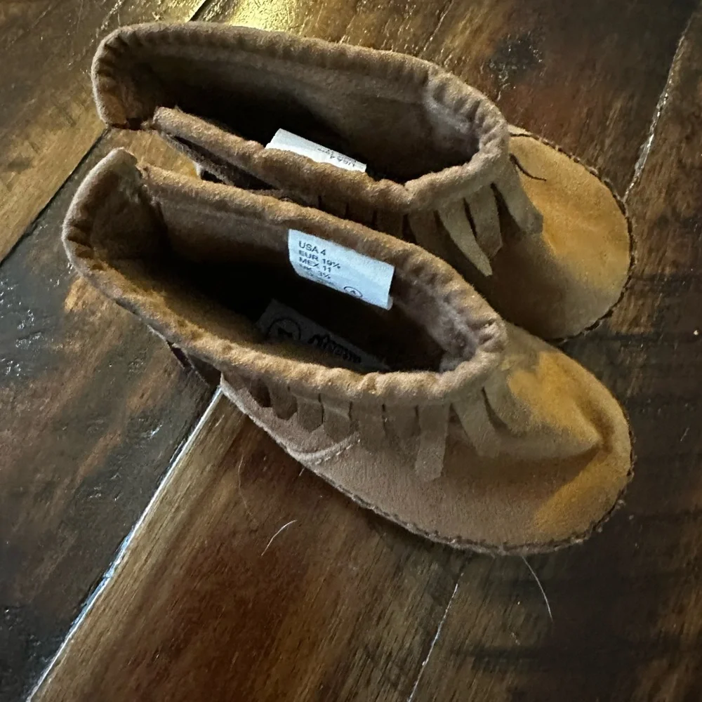 Teeny Toes Toddler Fringe Boots Brown Faux Suede Snap Closure Size 4